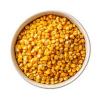 Freshly dried corn seeds in a transparent bowl ready for cooking or snacking on a light background, Fresh tasty dried corn seeds in a bowl on a transparent background png