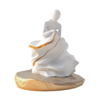 Elegant transparent figurine in flowing garment resting on a textured base, isolated on a transparent background, isolated on transparent background 3d render. png