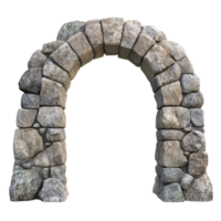 Ancient stone arch stands isolated against a transparent background showcasing its historical significance and craftsmanship, Stone Arch Isolated on transparent background Ancient Architecture Element png