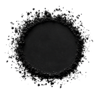 Black pulver in a circular pattern with a center hole isolated on a transparent background, black pulver in circle shape with holeisolated on transparent background png