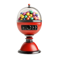 Colorful gumball machine with assorted candies isolated on a transparent background for playful decor or nostalgic charm, Gumball machine isolated on transparent background png