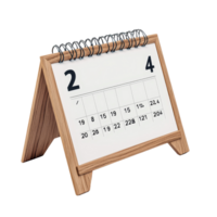 February calendar on a wooden table isolated on transparent background with a clear view of the date layout, table calendar 2024 february isolated on transparent background png