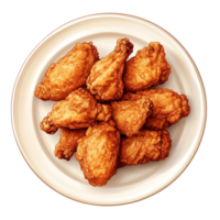 Deliciously crispy fried chicken served on a plate against a transparent background for a tasty meal, Fried chicken in plate on transparent background png