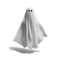A friendly Halloween ghost stands playfully in a transparent sheet, ready for festive fun in the season, standing halloween ghost in a transparent sheet, file of isolated object with shadow on png