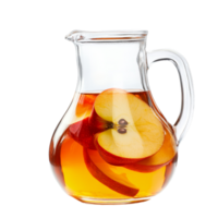 Refreshing apple juice in a pitcher with sliced apples against a transparent background, Apple juice in a pitcher isolated png