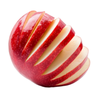 Sliced red apple with perfect precision isolated on a clean transparent background illustrating freshness and simplicity, sliced apple isolated on transparent background png