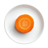 Fresh carrot slice on a transparent plate showcasing its vibrant orange color against a clean background for a healthy snack, carrot slice in a plate on transparent background png