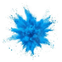 Cyan color powder explosion isolated on a transparent background creating a captivating cloud of vibrant particles, cyan color powder pulver explosion isolated on transparent background png