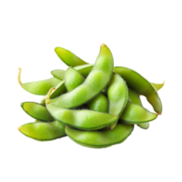 Fresh edamame soybeans arranged on a transparent background, showcasing their vibrant green color and unique shape, edamame soy beans isolated on transparent background png