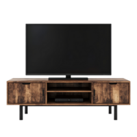 Stylish rectangular flat screen TV stand with storage for modern living rooms and entertainment areas, TV Stand Rectangular or SquareShaped, Flat Screen Isolated on transparent Background png