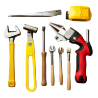 Essential construction tools isolated on a transparent background for DIY projects and professional use, Construction tools isolated png