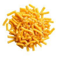 Raw macaroni pasta pieces piled on a clean, transparent background ready for cooking and meal preparation, uncooked macaroni on transparent background png