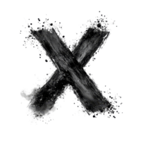 Artistic creation featuring a bold black consonant letter x on a pristine transparent background, emphasizing its design and contrast, consonant letter a is used to make words on transparent png