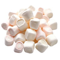 A pile of soft, fluffy marshmallows resting on a clean, transparent surface inviting sweet culinary creativity, marshmallows on transparent background png