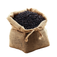 A sack of Rice Berry showcasing its natural color against a clean transparent background for culinary inspiration, Rice Berry in sack on transparent background png