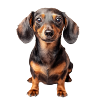 Adorable sausage dog sits calmly against a pure transparent background capturing the essence of canines in a playful pose, sausage dog isolated on transparent background png