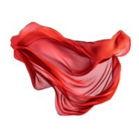Elegant red silk cloth gracefully flowing against a pristine transparent background, Red Silk Cloth in Motion On transparent background png