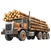 Side view of a logging truck loaded with logs on a rural road in daylight, Side View of Logging Truck, Loaded with Logs, Isolated on transparent background Background png