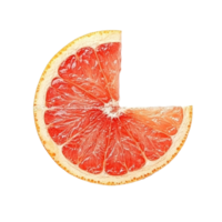 A vibrant piece of grapefruit isolated on a clean transparent background showcasing its juicy texture and rich color, Grapefruit piece isolated on transparent background png