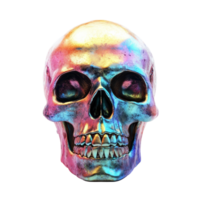 Colorful realistic skull displayed on a transparent background, showcasing vibrant hues and intricate details, Realistic colorful two skulls on transparent background. Skull transparent background png