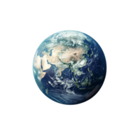 Earth globe viewed from space against a clean transparent background showing continents and oceans in high detail, Earth Globe from Space On transparent background png