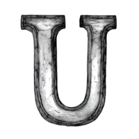 An artistic representation of the consonant letter U crafted in an elegant style against a minimalist transparent background, consonant letter a is used to make words on transparent backgroundfile png