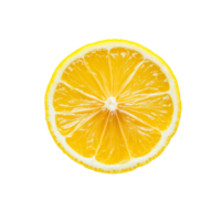 Freshly sliced lemon resting on a clean transparent background, showcasing its vibrant yellow flesh for culinary inspiration, Sliced lemon fruit on transparent background png