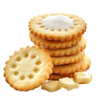 Delicious butter biscuits sprinkled with sugar on a clean transparent background, Biscuits butter with sugar on transparent background png