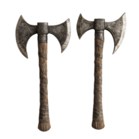 Medieval war axes displayed on a clean transparent background highlighting their intricate designs and historical significance, Medieval War Axes on transparent background png