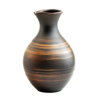 Ceramic vase with elegant stripes displayed against a clean transparent background, showcasing modern craftsmanship and design in hues, ceramic pkate isolated on transparent background png