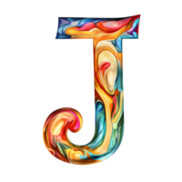 Artistic representation of the consonant letter J intricately designed with vibrant colors on a bright transparent background, consonant letter c is used to make words on transparent backgroundfile png