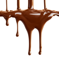 Rich chocolate pouring with a smooth drip effect on a transparent background showcasing its glossy texture, Luscious Chocolate Pour with Dripping Effect transparent background png