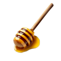 A honey dipper dripping golden honey on a transparent background in a closeup view showcasing its texture and shine, honey dipper isolated on transparent backgroundfile png