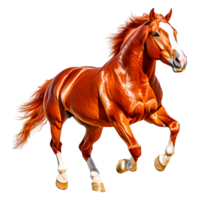 Majestic chestnut horse in dynamic running pose with vibrant coat png