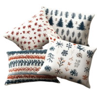 Scandinavian style cushions featuring intricate Nordic patterns for cozy home decor, Scandinavian Style Cushions with Nordic Patterns On transparent background png