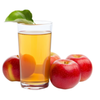 A refreshing glass of apple juice with fresh red apples surrounded by a clean transparent background, A glass of apple juice with red apples isolated png