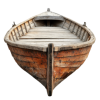 An old wooden boat with a rustic finish on a clean transparent background emphasizing its craftsmanship, Old Wooden Boat on transparent background png