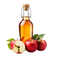Fresh red apples and a bottle of apple cider vinegar on a transparent background, Bottle of apple cider vinegar with fresh red apples png