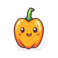 A cute kawaii yellow bell pepper character with a smiling face on a clean transparent background, showcasing vibrant colors and playful design, Cute kawaii bell pepper on a transparent background png