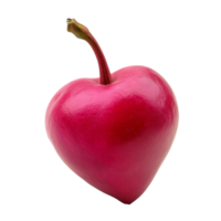Half of a rose apple with a shiny skin displayed on a clean transparent background showcasing its unique heart shape, hlaf rose apple isolated on transparent background png