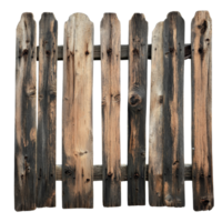 Rustic wooden fence panel isolated on a transparent background, showcasing weathered wood with a natural texture, Rustic Wooden Fence Isolated on transparent background png