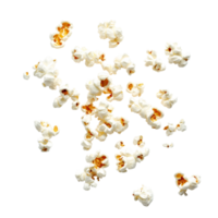 Freshly popped popcorn scattered on a clean transparent background ideal for snacks and movie nights, Popcorn on transparent background png