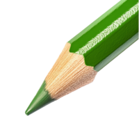 A closeup view of the tip of a green pencil on a transparent background highlighting its sharpness and color, tip of green pencil isolated on transparent background png