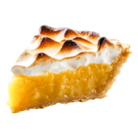 Delicious Slice of Homemade Lemon Meringue Pie with Golden Filling png