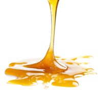 Golden honey spill creating a glossy puddle on a clean transparent background, honey spill isolated on transparent background png