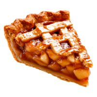 Delicious Slice of Caramel Apple Pie with Lattice Crust Design png