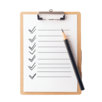 A checklist clipboard with a pencil ready for tasks on a clean transparent background, Checklist Clipboard with Pencil on transparent background Task Organization Concept png