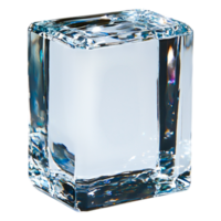 Clear Glass Block with Sharp Edges Reflecting Light in Studio Setting png