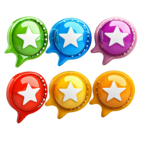 Colorful customer feedback request icons in a creative arrangement on a transparent background, Review us on transparent background Customer Feedback Request Bubbles png