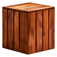 Wooden Cube Table with Natural Finish and Textured Surface Design png